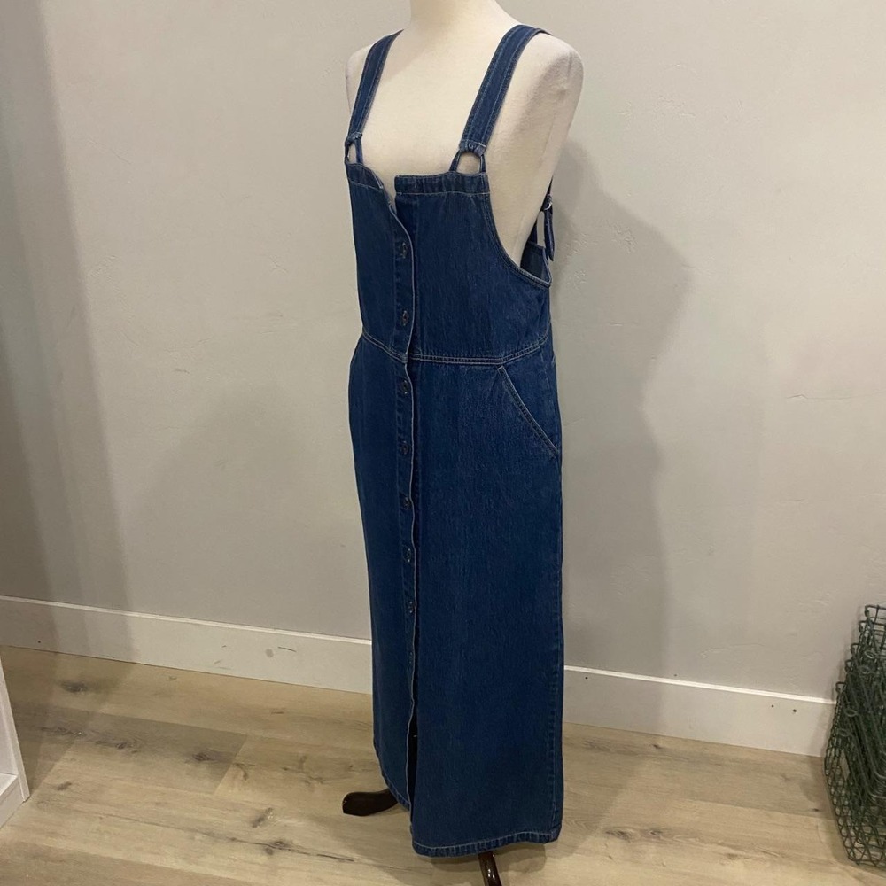 Vintage Denim Maxi Pinafore Dress by Sydni B Jordan – 90s Jean Jumper Overall M